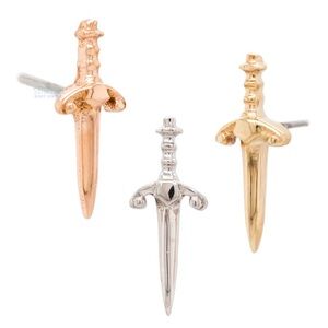 SOLD 14k Solid Rose Gold BVLA Buddha Jewelry Blade Threadless Earring!